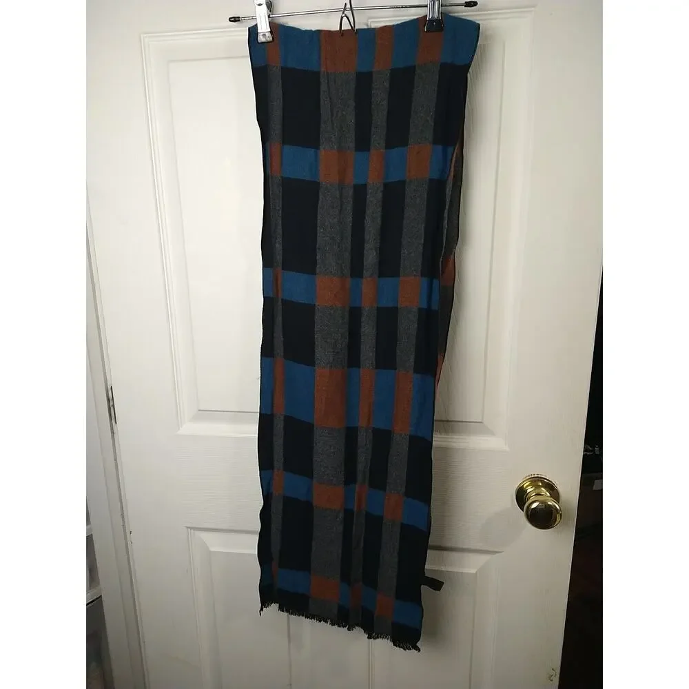 Melifluos Men's Scarf Blue Black Grey Brown Colorblock Reversible